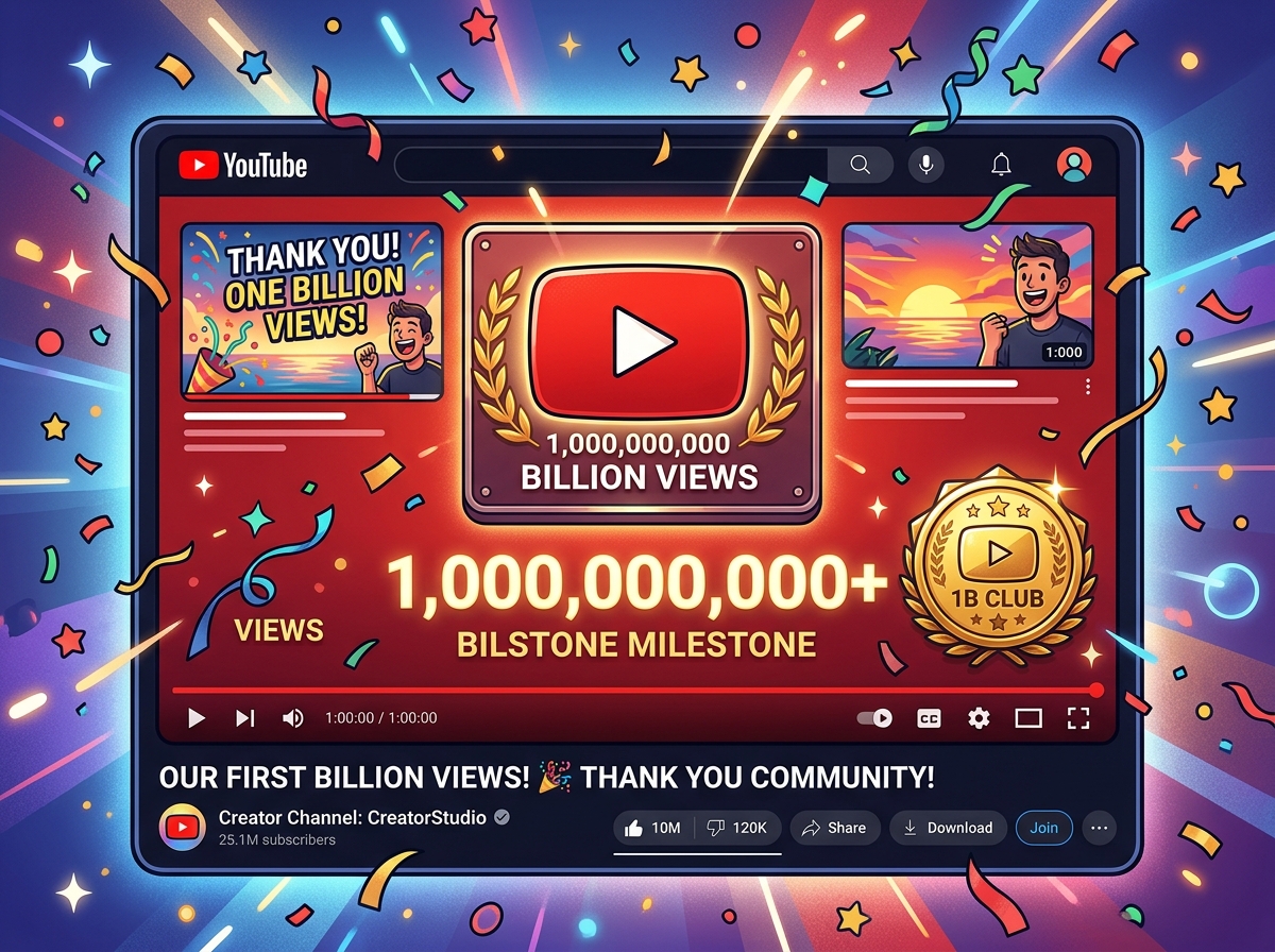 YouTube billion view milestone visualization